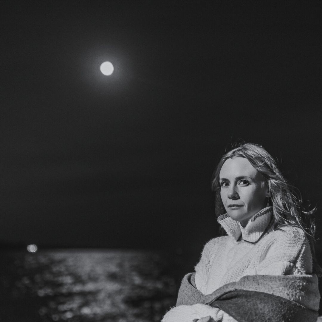 Full moon in night sky